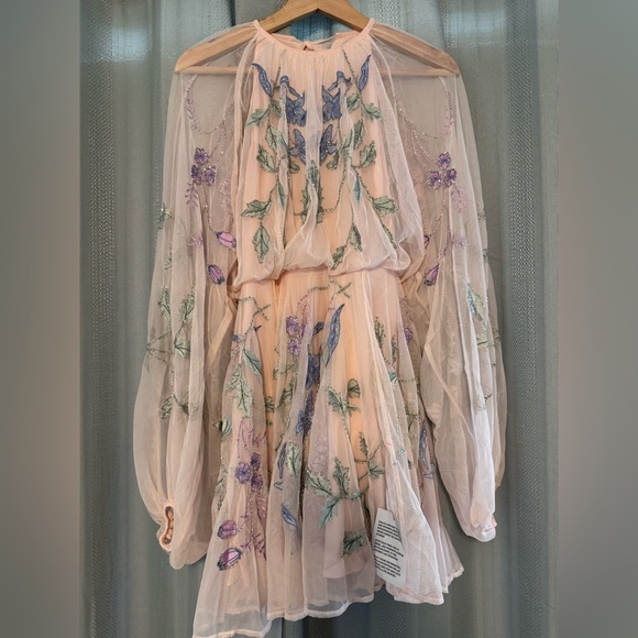 NWT Floral Embroidered Mesh Dress - Picture 2 of 6